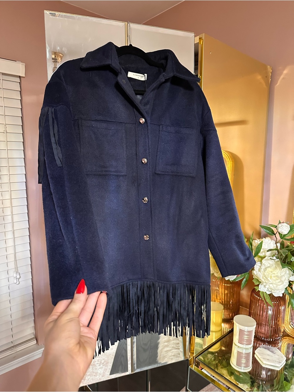 NWT 🫐 Commense Wool Fringe Jacket - Picture 5 of 16